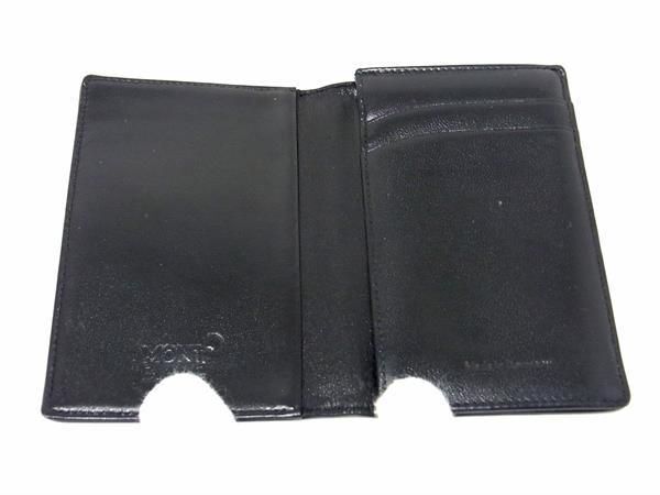 1円 MONT BLANC モンブラン レザー 二つ折り パスケース カードケース メンズ ブラック系 AV8273の画像3