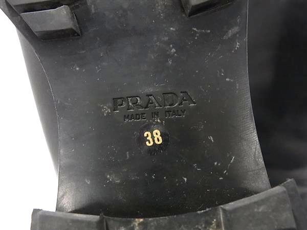 1円 ■美品■ PRADA プラダ レザー ブーツ 表記サイズ 38 (約25.0cm) シューズ 靴 レディース ブラック系 FC4580_画像5