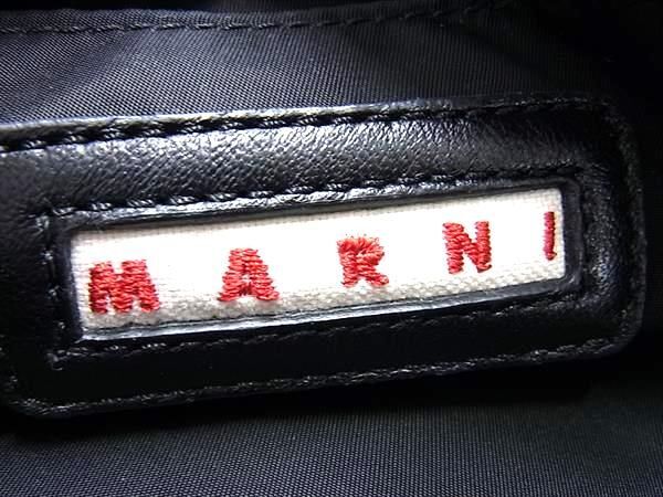 1円■美品■ MARNI マルニ ナイロン×レザー 2WAY 巾着型 トート ハンドバッグ リュックサック デイパック レディース ブラック系 FC0294の画像6