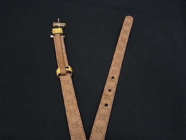 1円 GUCCI グッチ インターロッキングG レザー ゴールド金具 ベルト 表記サイズ 85・34 レディース イエロー系 FC2040の画像3