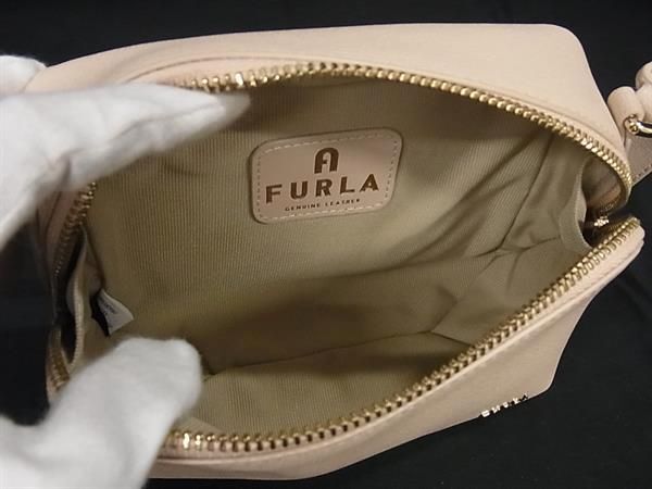 1円 ■新品■未使用■ FURLA フルラ アミカ レザー クロスボディ ショルダーバッグ ポシェット レディース ピンクベージュ系 AW7088の画像5