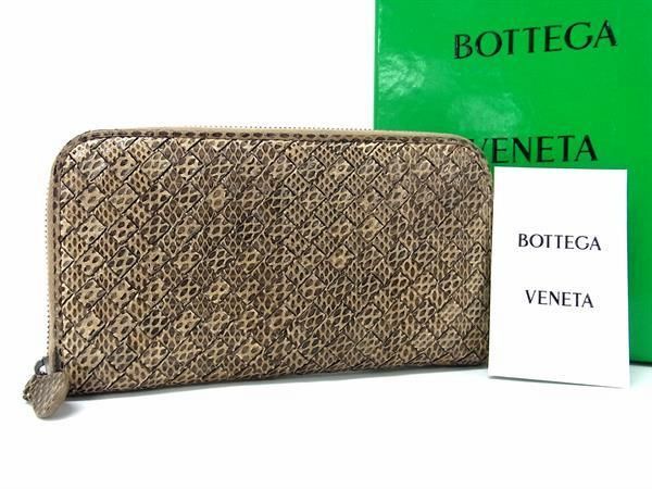 1円 ■極上■本物■ BOTTEGA VENETA ボッテガヴェネタ イントレチャート アイヤーズ パイソン ラウンドファスナー 長財布 FA1739_画像1