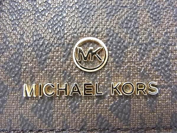 1円 ■美品■ MICHAEL KORS マイケルコース MK柄 PVC×レザー 二つ折り 財布 ウォレット 小銭入れ レディース ブラウン系 FC1126の画像6