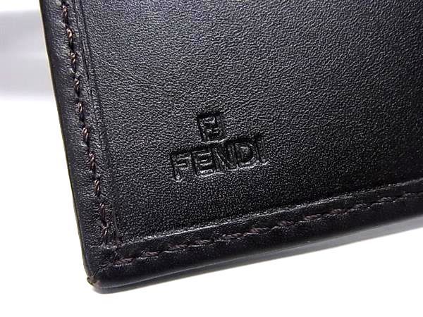 1円 ■美品■ FENDI フェンディ ズッカ柄 キャンバス×レザー 二つ折り 財布 ウォレット 小銭入れ 札入れ メンズ ブラウン系 FC2102_画像6