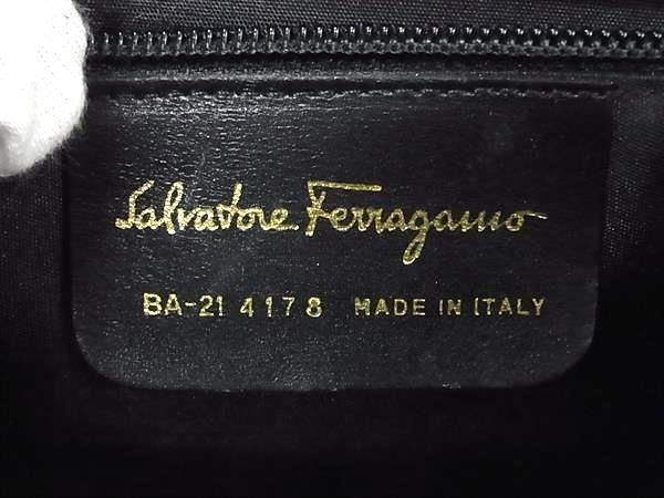 1円 ■極美品■ Salvatore Ferragamo フェラガモ ヴァラリボン リザード型押しレザー 2WAY ハンドバッグ ショルダー ブラック系 AW5204の画像6