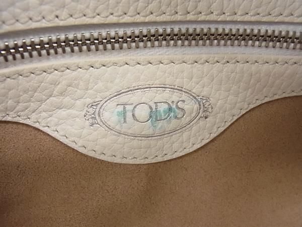 1円 ■美品■ TODS トッズ ダブルT レザー ハンドバッグ トート 手提げかばん レディース ホワイト系 BJ1972の画像6