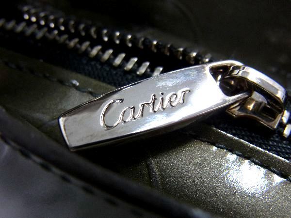 1円 ■新品■未使用■ Cartier カルティエ ハッピーバースデー パテントレザー ワンハンドル ショルダーバッグ カーキ系 AQ4550の画像9