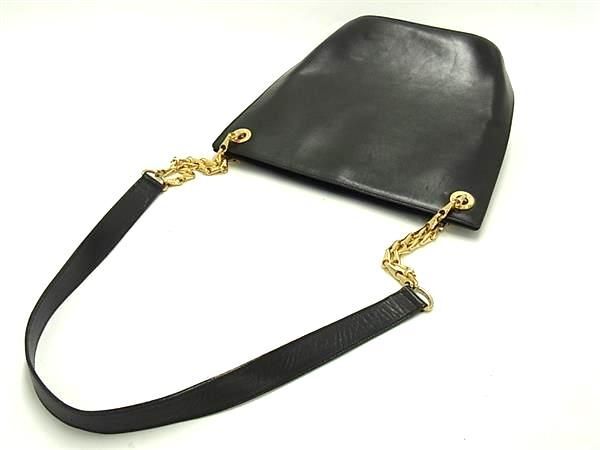 1円 ■美品■ CELINE セリーヌ レザー ショルダーバッグ ワンハンドル レディース ブラック系 AX3423_画像3