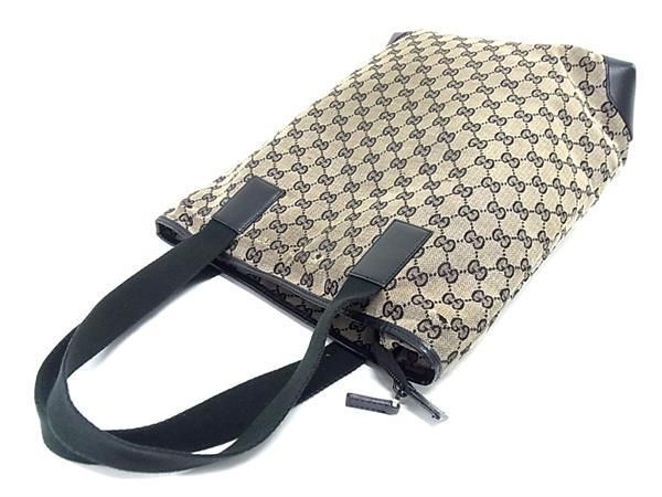 1円 GUCCI グッチ 019 0401 1956 GG柄 GGキャンバス×レザー ハンドバッグ トートバッグ ショルダー レディース メンズ ネイビー系 BI1417_画像3