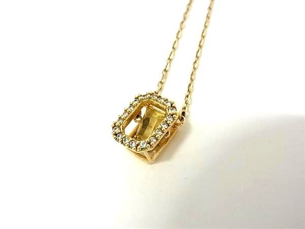 1円 ■美品■ SWAROVSKI スワロフスキー ラインストーン ネックレス ペンダント アクセサリー レディース ゴールド系 BJ1609の画像2