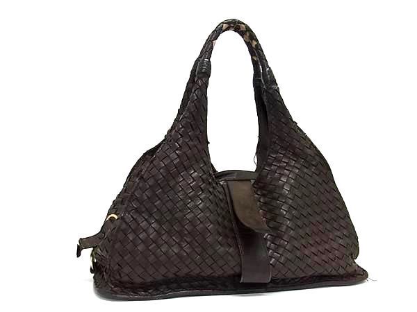 1円 BOTTEGA VENETA ボッテガヴェネタ イントレチャート レザー トートバッグ ショルダー 肩掛けかばん レディース ブラウン系 BJ1969の画像1