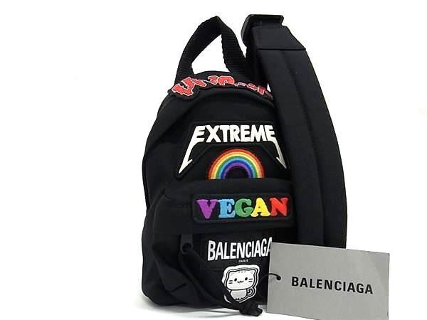 1円 ■新品同様■ BALENCIAGA バレンシアガ 656328 オーバーサイズド ミニバックパック ナイロン ショルダーバッグ ブラック系 FA3798の画像1