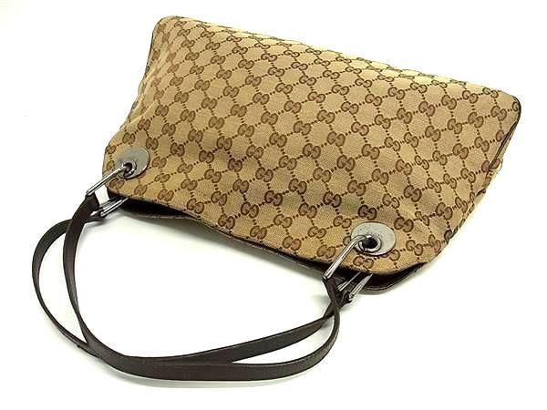 1円 ■美品■ GUCCI グッチ 121023 GG柄 GGキャンバス×レザー トートバッグ ハンドバッグ レディース ブラウン系 FA3954_画像3