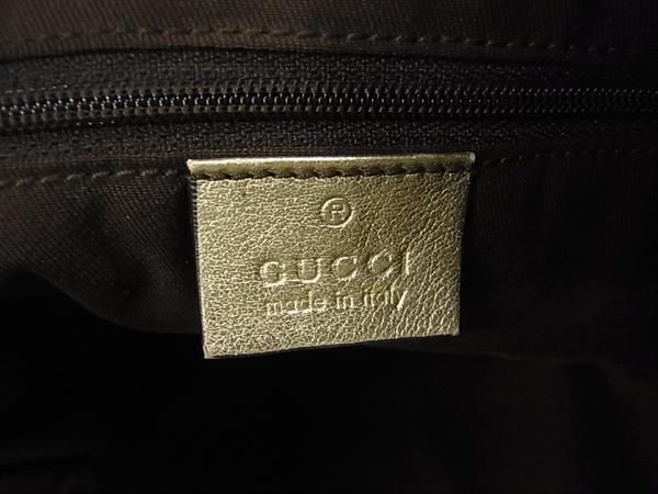 1円 GUCCI グッチ 189833 213317 GG柄 GGキャンバス×レザー ワンハンドル ハンドバッグ ショルダー ベージュ系×ゴールド系 AX3137の画像6