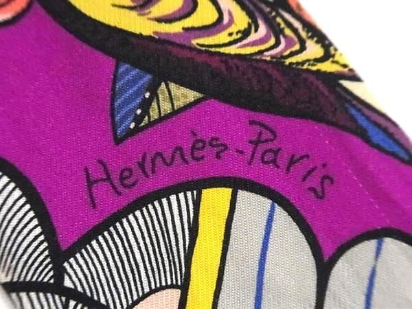 1円 ■美品■ HERMES エルメス Tree of Song【ツリーオブソング】シルク100% ツイリー リボンスカーフ パープル系×マルチカラー AW7043の画像3