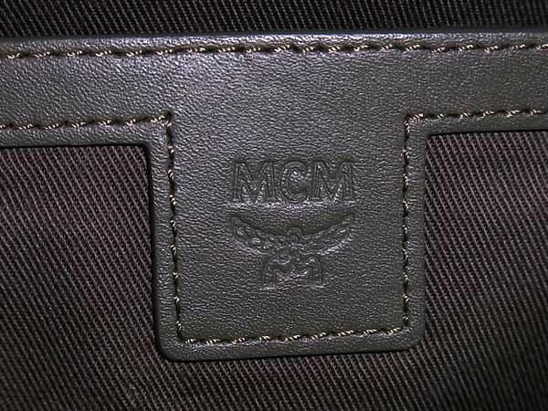 1円 ■美品■ MCM エムシーエム モノグラム ヴィセトス柄 レザー リュックサック バックパック ダークカーキ系×オレンジ系 AW5171_画像6