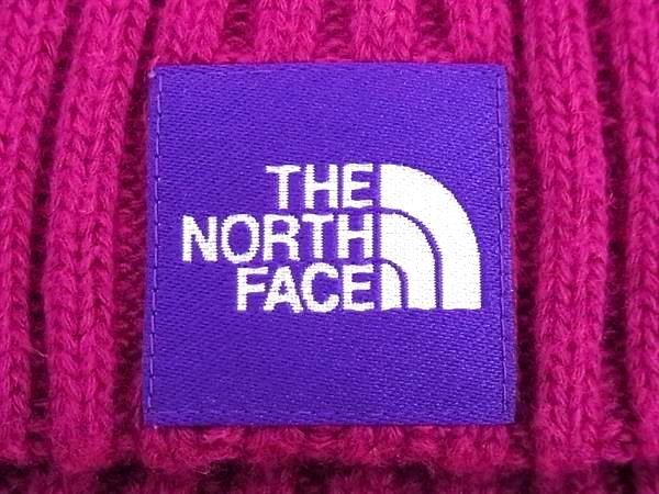 1円 ■美品■ THE NORTH FACE - ザ・ノースフェイス アクリル×ナイロン×ウール ニット帽 ニットキャップ 帽子 パープル系 AW5991の画像4