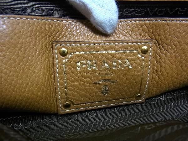 1円 ■美品■ PRADA プラダ レザー 2WAY ワンハンドル クロスボディ ショルダーバッグ ハンドバッグ レディース ベージュ系 AW5217の画像6