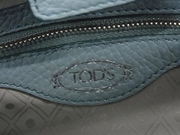 1円 ■美品■ TODS トッズ レザー 2WAY ハンドバッグ ショルダーバッグ 斜め掛けかばん レディース ライトブルー系 AW4965の画像6