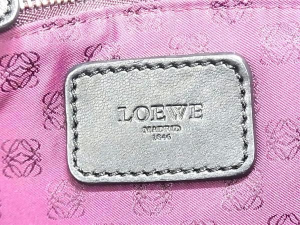 1円 ■美品■ LOEWE ロエベ アナグラム ナッパアイレ パテントレザー ゴールドラメ ハンドバッグ トート レディース ブラック系 FA3938の画像6