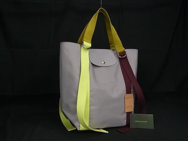 1 jpy # as good as new # LONGCHAMP Long Champ rup rear - Jeury Play nylon tote bag handbag lady's gray series FA5103