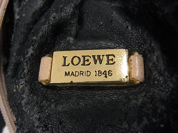 1円 LOEWE ロエベ アナグラム ナッパレザー 巾着型 ワンハンドル ハンドバッグ レディース ベージュ系 FC4772の画像6