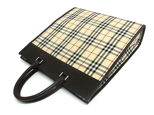 1円 ■極美品■ BURBERRY バーバリー ノバチェック ナイロンキャンバス ハンドバッグ トートバッグ レディース メンズ ブラウン系 FA3976の画像3