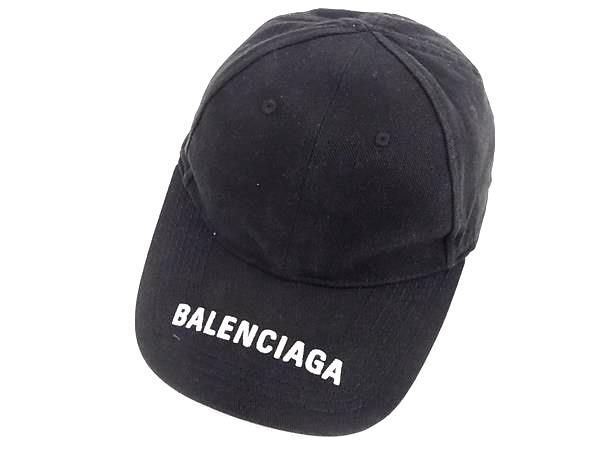 1円 BALENCIAGA バレンシアガ コットン100% ベースボールキャップ 帽子 表記サイズ L 59cm メンズ レディース ブラック系 FC3986の画像1