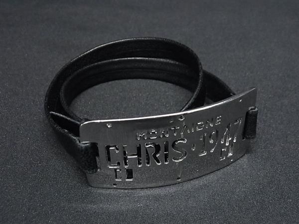 1円 ChristianDior クリスチャンディオール レザー 2連 ブレスレット チョーカー アクセサリー レディース シルバー系 AW6180_画像1