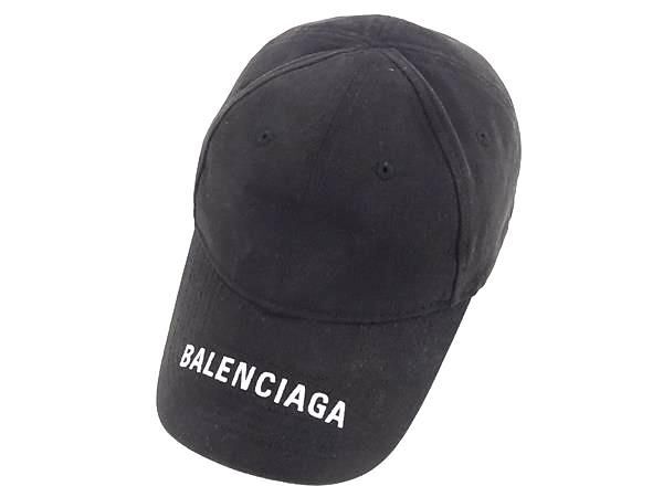 1円 BALENCIAGA バレンシアガ コットン100％ ベースボールキャップ 帽子 表記サイズ L 58 レディース メンズ ブラック系 AW6894の画像1