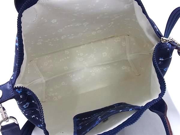 1 jpy # beautiful goods # LONGCHAMP Long Champ rup rear -ju Neo fan teji- Sakura canvas 2WAY handbag shoulder blue group FA5110