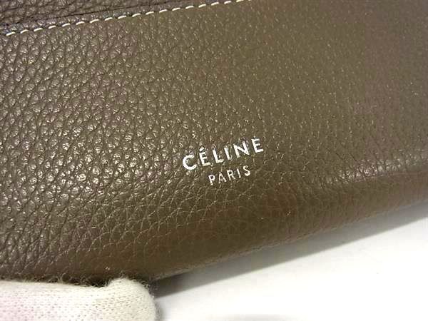 1円 ■美品■ CELINE セリーヌ ラージフラップ マルチファンクション レザー 二つ折り 長財布 ウォレット レディース グレー系 AW7198の画像6