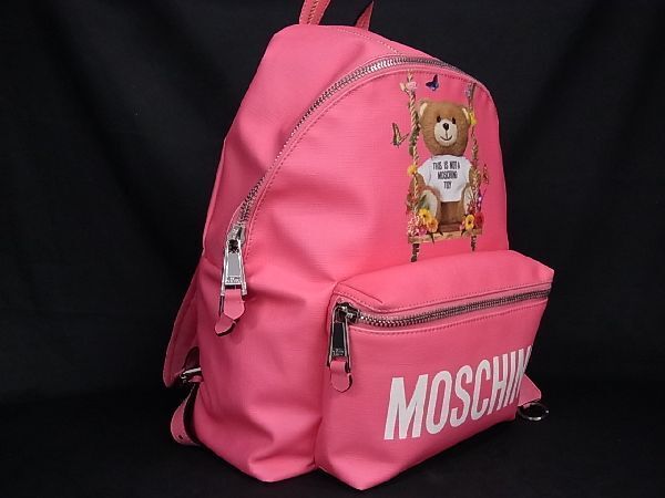 1円 ■新品■未使用■ MOSCHINO モスキーノ レザー ベア くま リュックサック デイパック バックパック ピンク系 AN3409の画像2