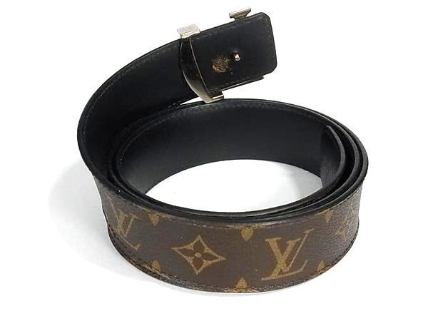 1円 ■美品■ LOUIS VUITTON ルイヴィトン M9821 モノグラム サンチュールLVイニシアル ベルト サイズ 100/40 メンズ ブラウン系 FA3810の画像2