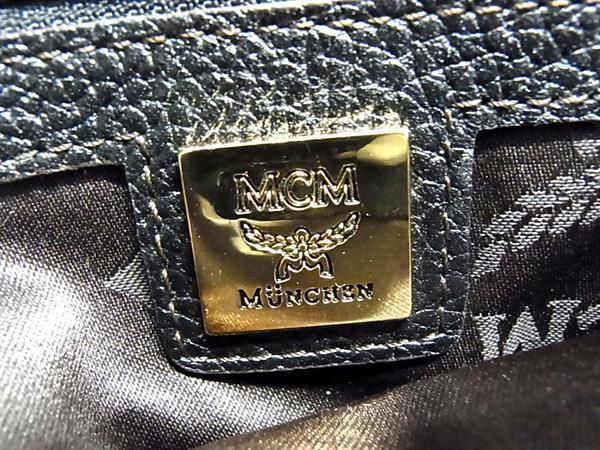 1円 ■極美品■ MCM エムシーエム レザー 2WAY ハンドバッグ ショルダーバッグ 斜め掛けかばん レディース ブラック系 AZ1261の画像7