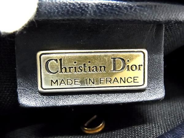 1円 ChristianDior クリスチャンディオール ヴィンテージ ハニカム柄 レザー クロスボディ ショルダーバッグ ネイビー系 AZ1270の画像6