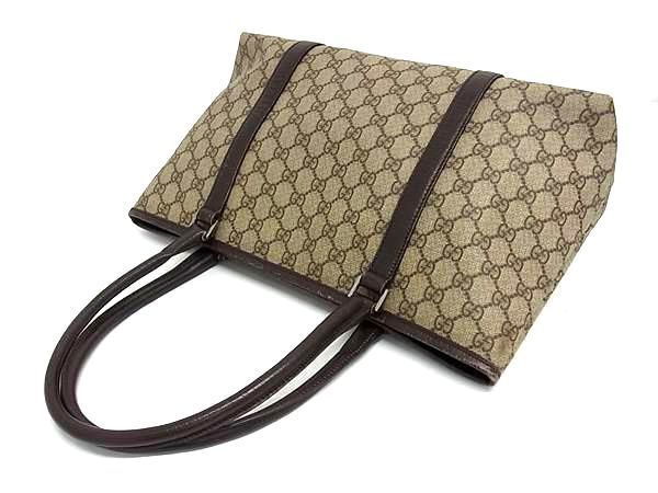 1円 ■美品■ GUCCI グッチ 114595 213317 GGスプリーム GG柄 PVC トート ショルダーバッグ 肩掛け レディース ブラウン系 AZ1290_画像3