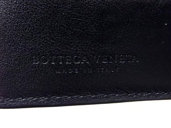 1円 ■美品■ BOTTEGA VENETA ボッテガヴェネタ イントレチャート レザー 三つ折り 財布 ウォレット レディース メンズ ブラック系 FA4869の画像6