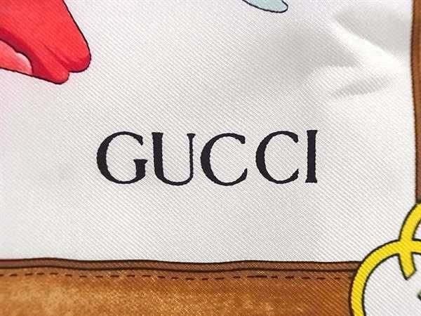 1円 ■新品■未使用■ GUCCI グッチ シルク100% フラワー 花柄 スカーフ ストール ショール レディース グリーン系×マルチカラー BJ1797の画像4