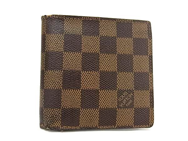 1円 LOUIS VUITTON ルイヴィトン N61665 ダミエ ポルトビエ カルトクレディ モネ 二つ折り 財布 ウォレット メンズ ブラウン系 AW6037の画像1