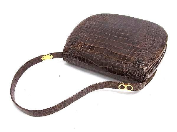 1 jpy # finest quality # genuine article # Schiavis Kia - vi crocodile shoulder bag shoulder .. bag lady's brown group FA5093