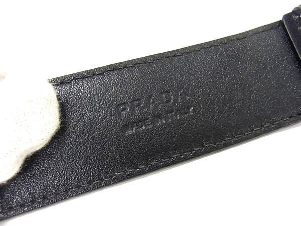 1円 ■美品■ PRADA プラダ レザー シルバー金具 ベルト ビジネス 紳士 メンズ ブラック系 AX6173の画像4