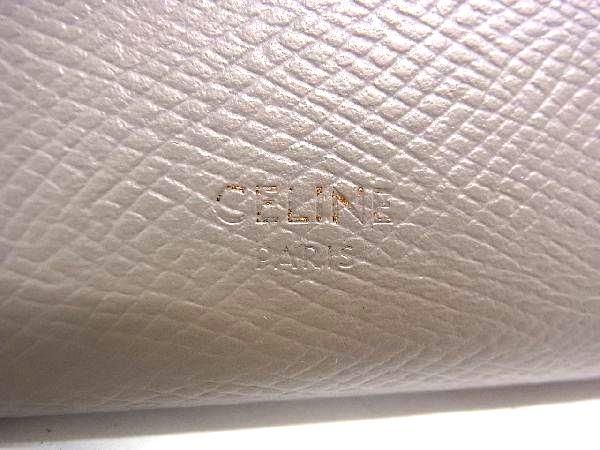 1円 ■美品■ CELINE セリーヌ ミディアムストラップ レザー 二つ折り 財布 ウォレット 札入れ 小銭入れ レディース グレージュ系 AW6691の画像7