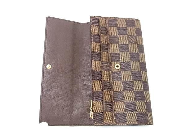 1円 ■美品■ LOUIS VUITTON ルイヴィトン N61734 ダミエ ポルトフォイユ サラ 二つ折り 長財布 ウォレット ブラウン系 AW6041の画像3