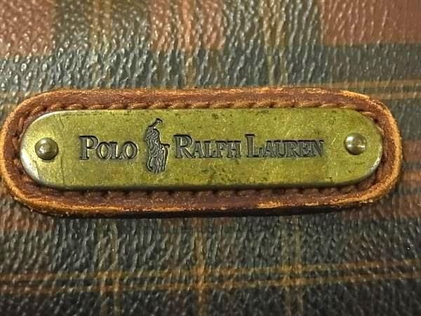 1円 POLO RALPH LAUREN ポロラルフローレン PVC チェック柄 トートバッグ ショルダー 肩掛けかばん レディース メンズ ブラウン系 FC4693の画像6