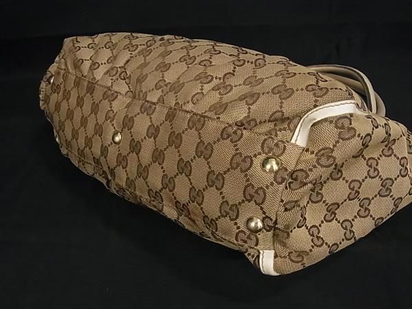 1円 GUCCI グッチ 18981 アビー GG柄 GGキャンバス×レザー ハンドバッグ ショルダーバッグ ブラウン系 BJ2401_画像4