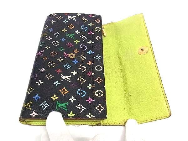 1円 LOUIS VUITTON ルイヴィトン M93748 モノグラムマルチカラー ポルトフォイユ サラ 二つ折り 長財布 ノワール ブラック系 FA5019の画像3