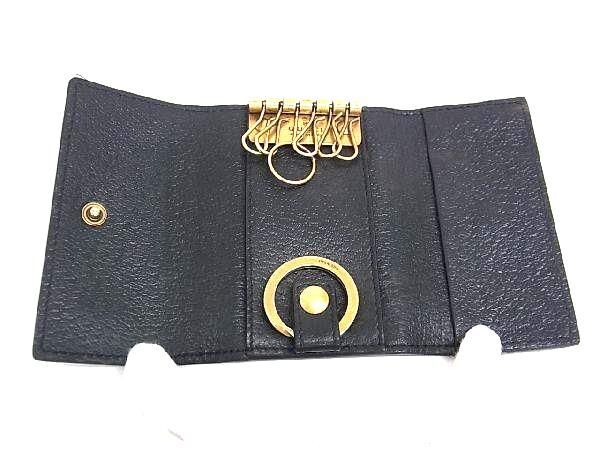 1円 ■美品■ GUCCI グッチ GGマーモント レザー 6連 キーケース 鍵入れ メンズ レディース ブラック系 FA5163_画像3