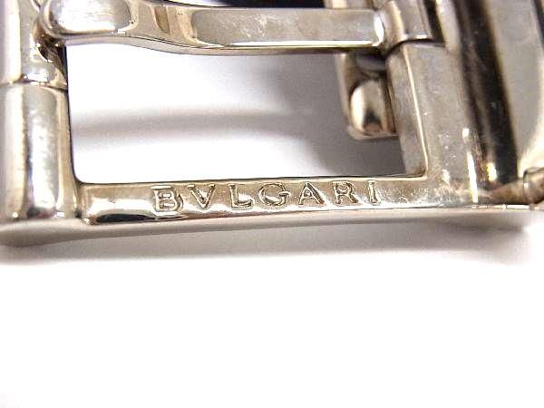 1円 BVLGARI ブルガリ レザー シルバー金具 ベルト ビジネス 紳士 メンズ ブラック系 FA5210の画像4