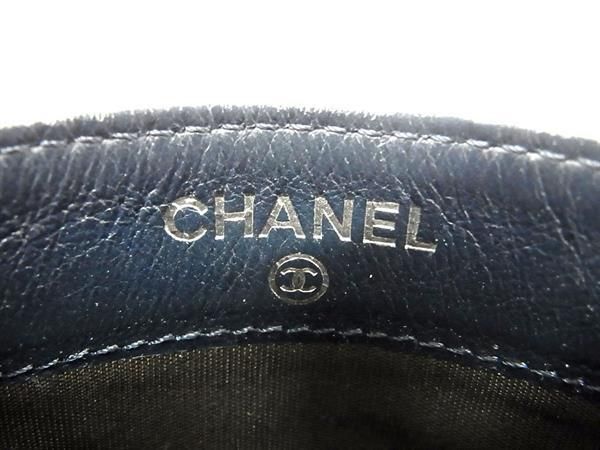 1円 ■美品■ CHANEL シャネル ココマーク キャビアスキン カードケース パスケース 名刺入れ メンズ ネイビー系 FA5356の画像4